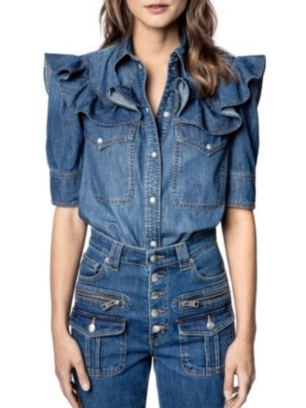 Zadig & Voltaire Toky blouse in denim blue ~ size M, pre-owned!